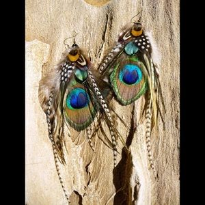 Peacock Feather Earrings-  GORGEOUS!!